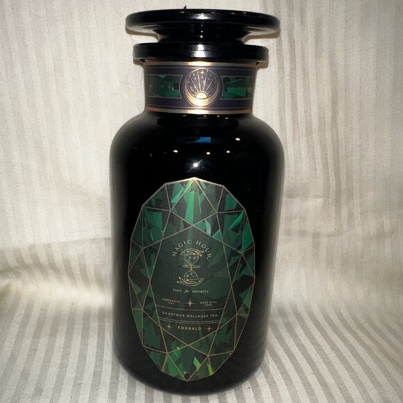 NEW! MAGIC HOUR EMERALD GREEN TEA IN VIOLET GLASS APOTHECARY JAR 60-75 CUPS - Picture 5 of 7